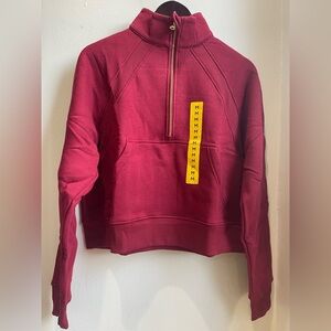 Women’s Cropped Fleece Half-Zip Pullover Red M
